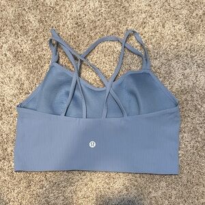 lululemon athletica Blue like a cloud ribbed long line Sports Bra